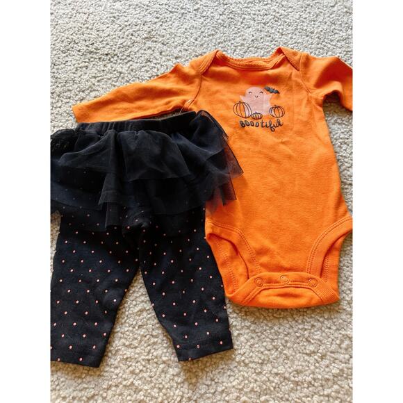 Carter's 2 pc Set Halloween “boootiful” Bodysuit legging W/ Tutu Baby 3M NWT - Picture 1 of 5
